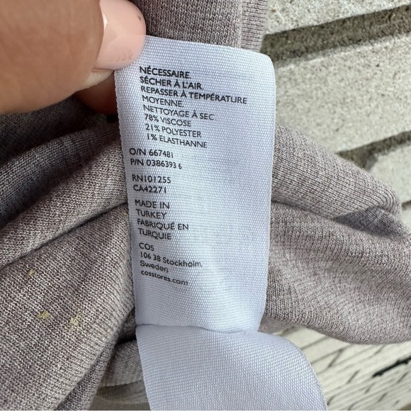 COS Oatmeal Asymmetrical Drape Front Jersey Knit Top Minimalist Sweater S - Picture 7 of 12